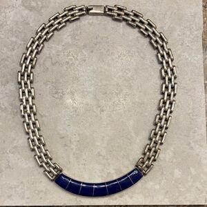 Elegant Sterling Silver and Lapis inlaid Necklace